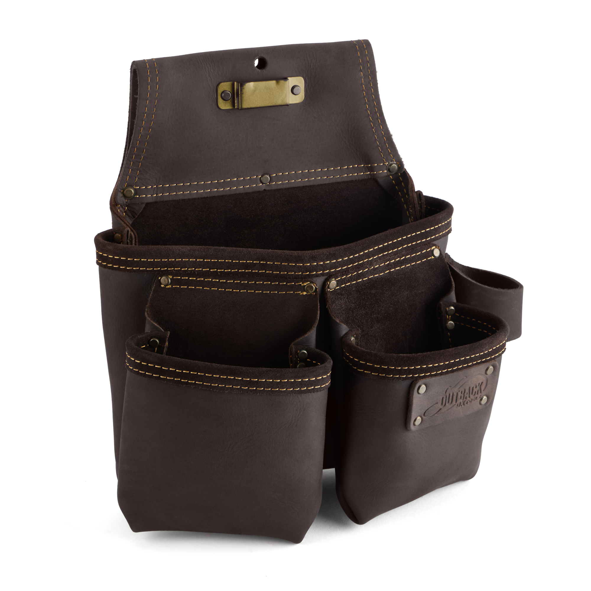 OX Tools, Pro Framer's Oil-Tanned Leather Tool Bag, 3 Pouch, Color Brown, Pockets (qty.) 7 Material Leather, Model# OX-P263203